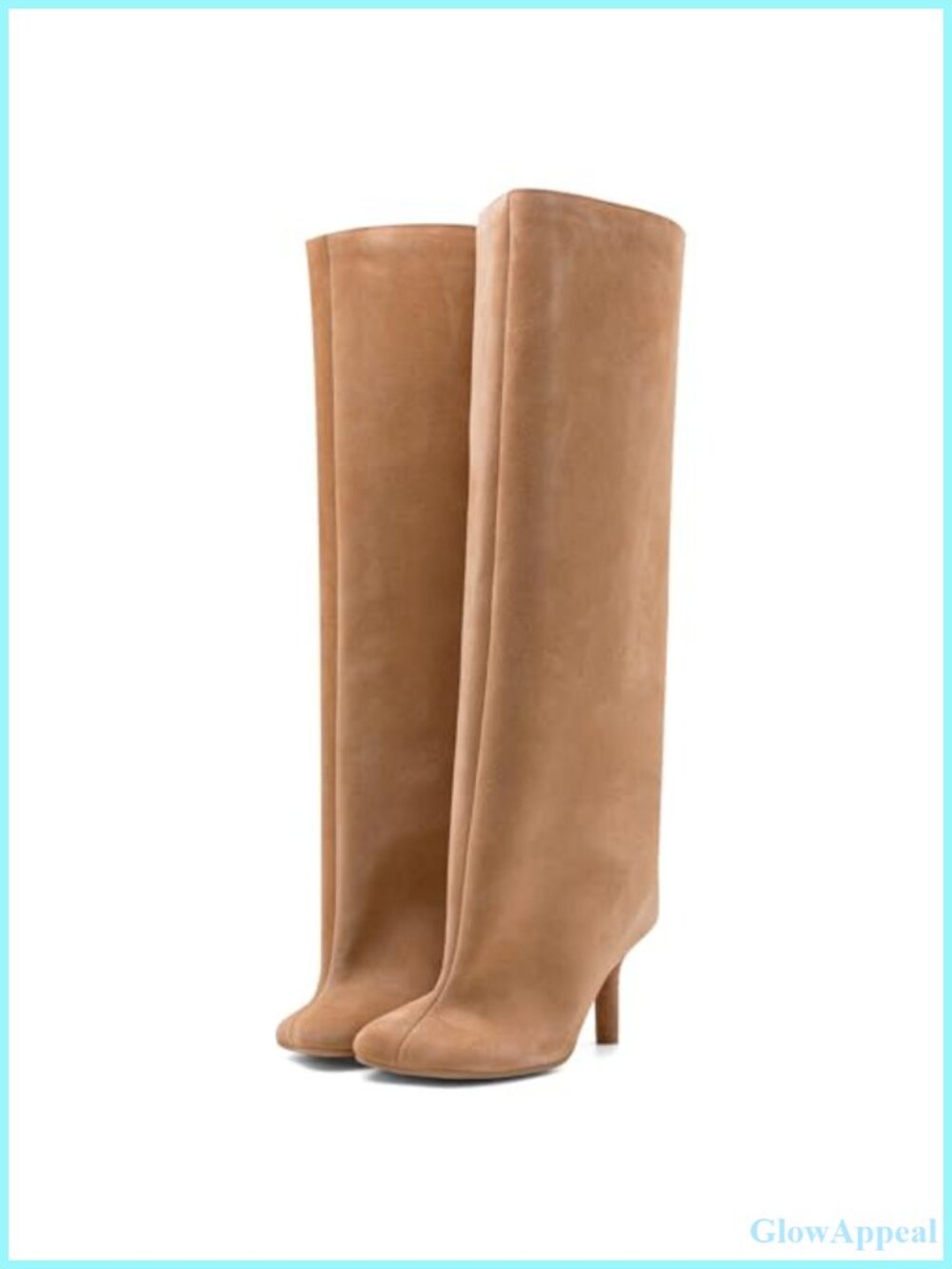 Knee High Boots Square Toe Kitten Heel Pull On Tall Faux Suede